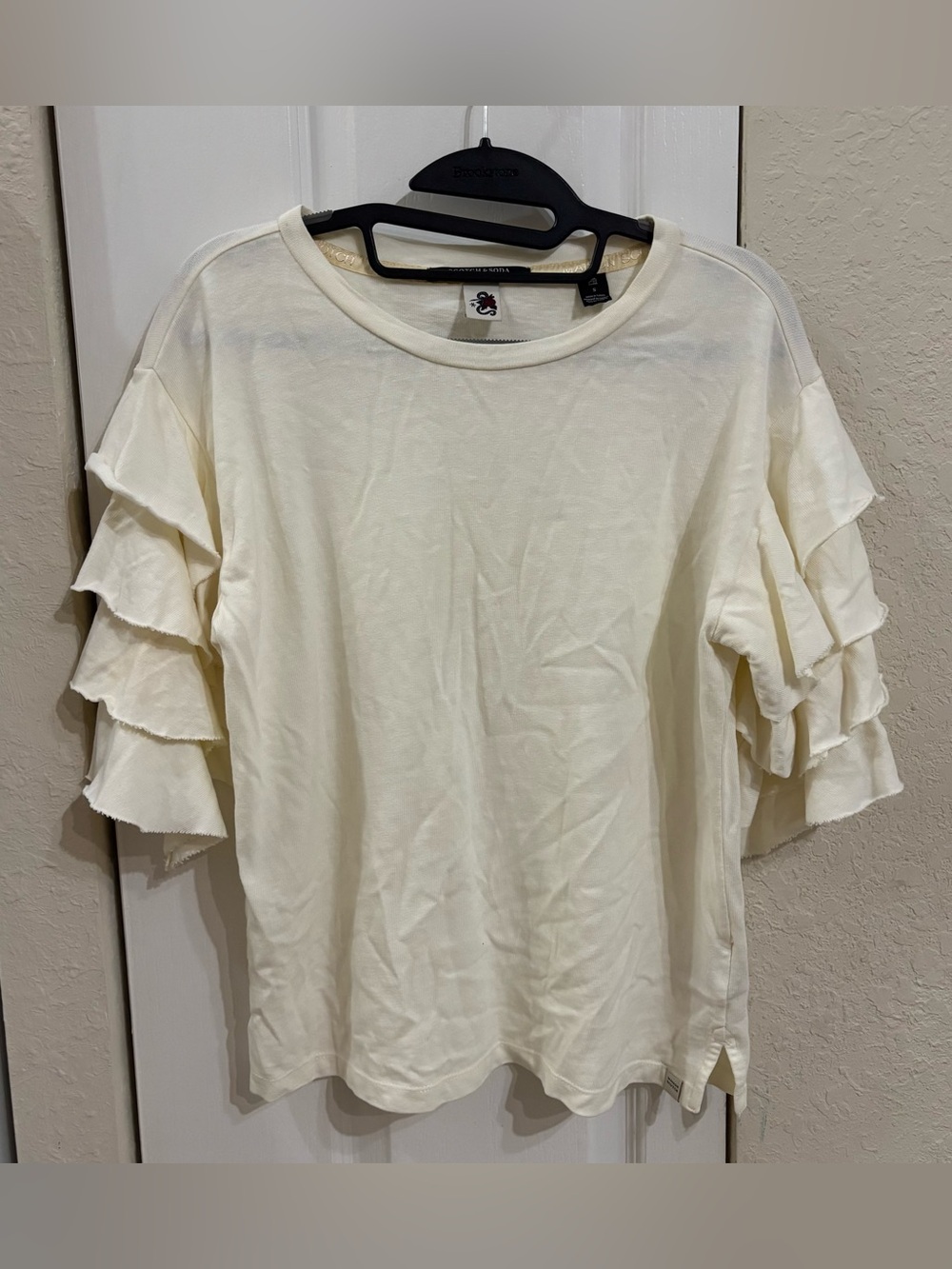 Scotch and Soda Cream Shirt with Tiered Ruffle Sleeves - Picture 2 of 8
